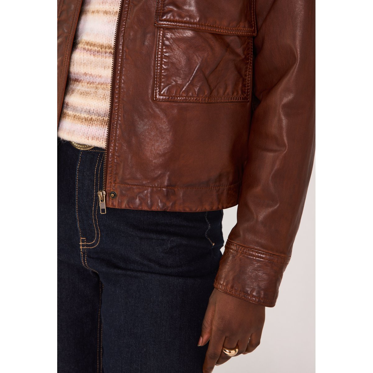 Blouson en cuir COCO cannelle, Maison 123