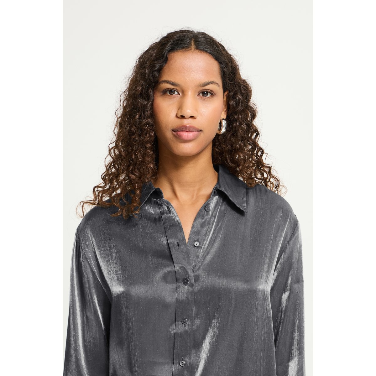 Chemise à manches longues gris smoked pearl, ICHI
