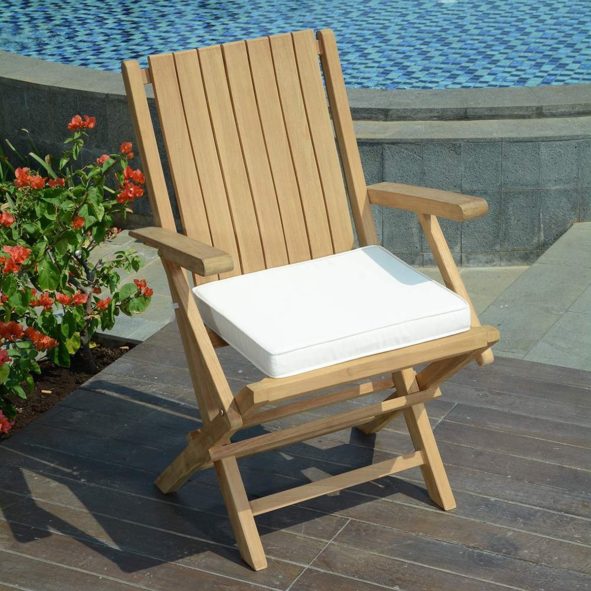 Fauteuils de jardin pliantes en teck massif (lot de 2) - KARIMUN naturel, TECK ATTITUDE