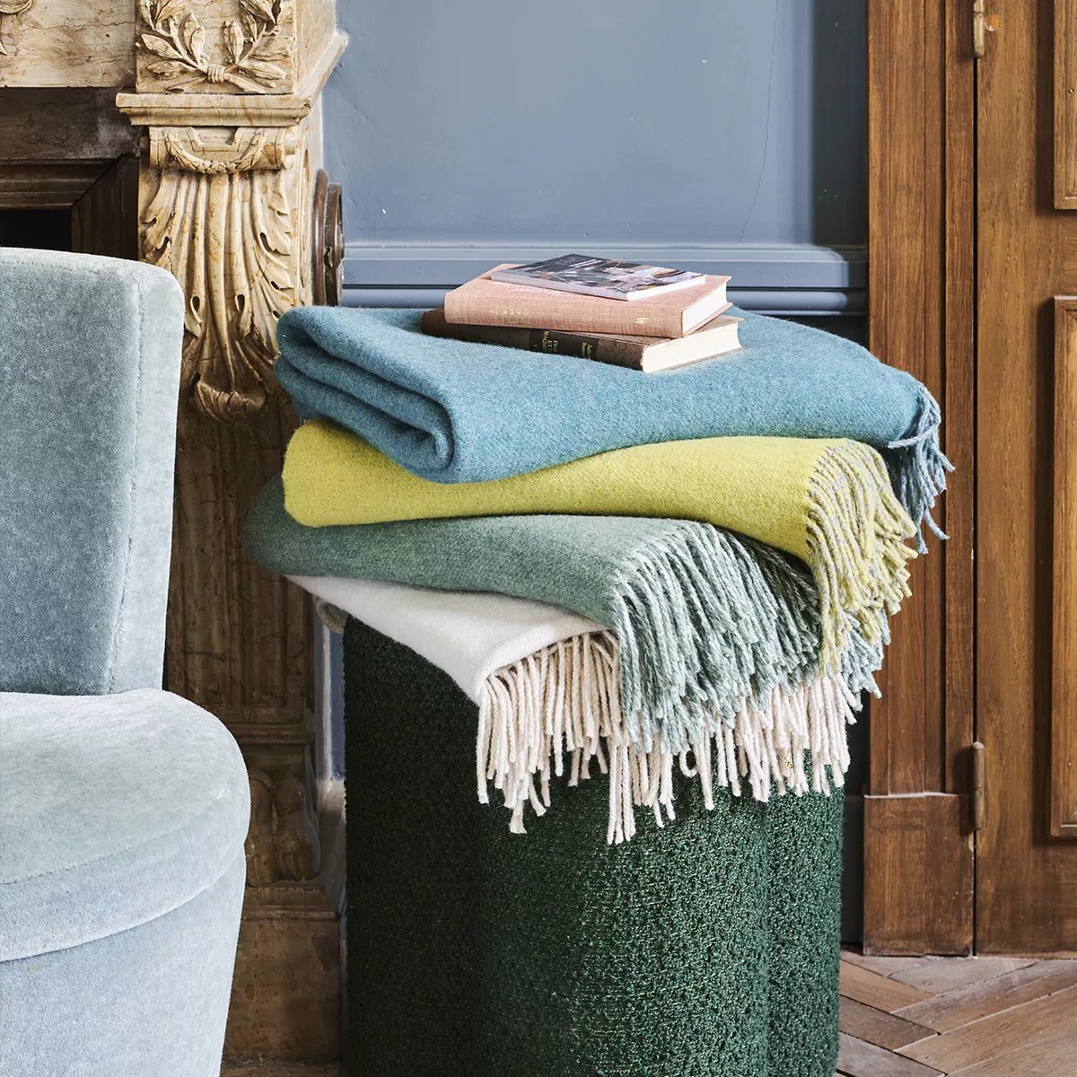 Plaid laine & autres fibres DUETTO naturel, GARNIER THIEBAUT