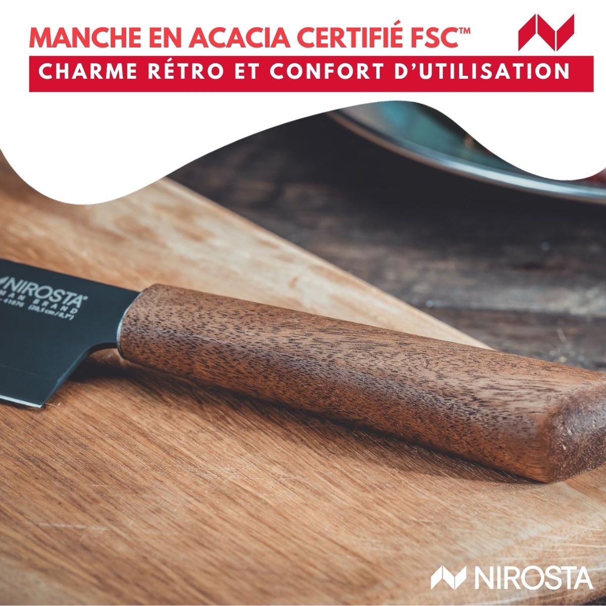 Couteau de chef 33 cm FLOW bois,noir, NIROSTA