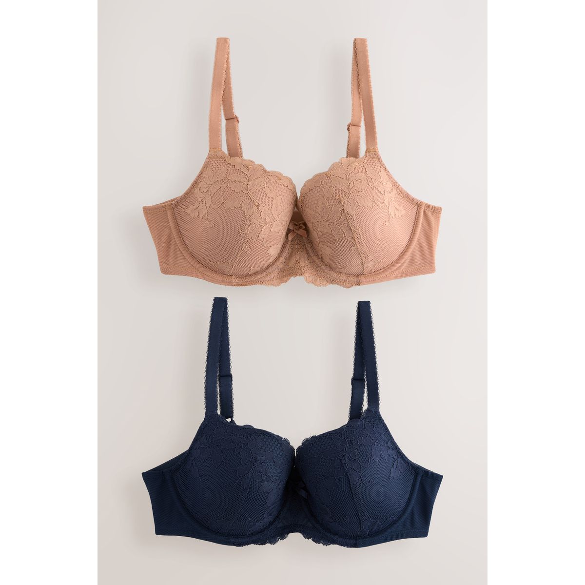 Soutien-gorge en dentelle, lot de 2 praline nude/marine, NEXT