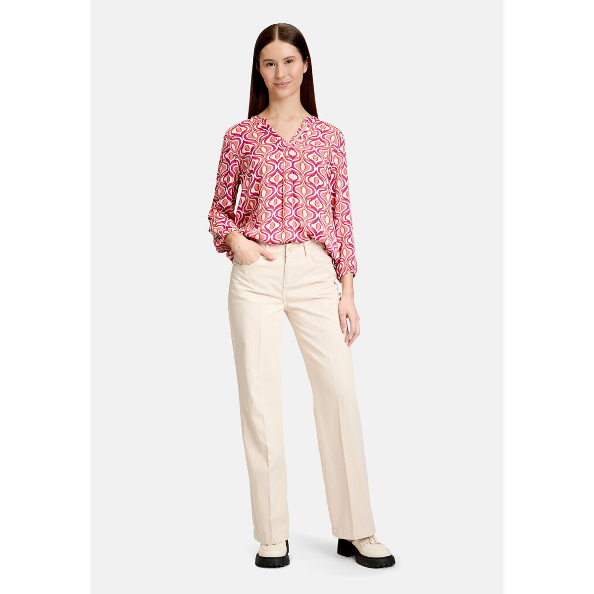 T-shirt façon blouse à motifs pink/apricot, CARTOON