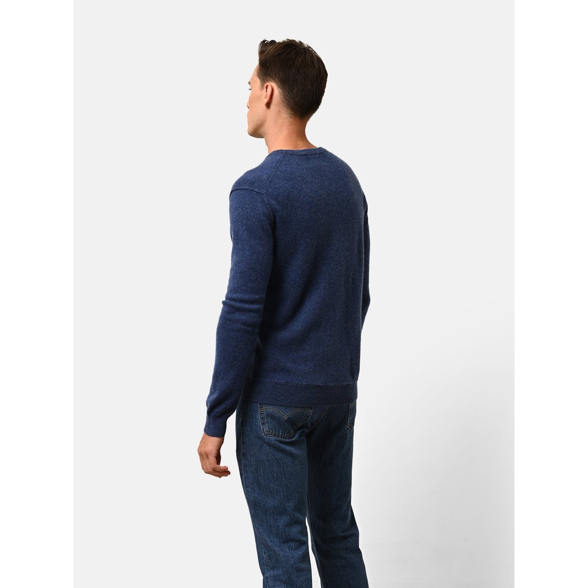 Pull Col V Ocean Chiné Tom bleu chiné, JUST CASHMERE