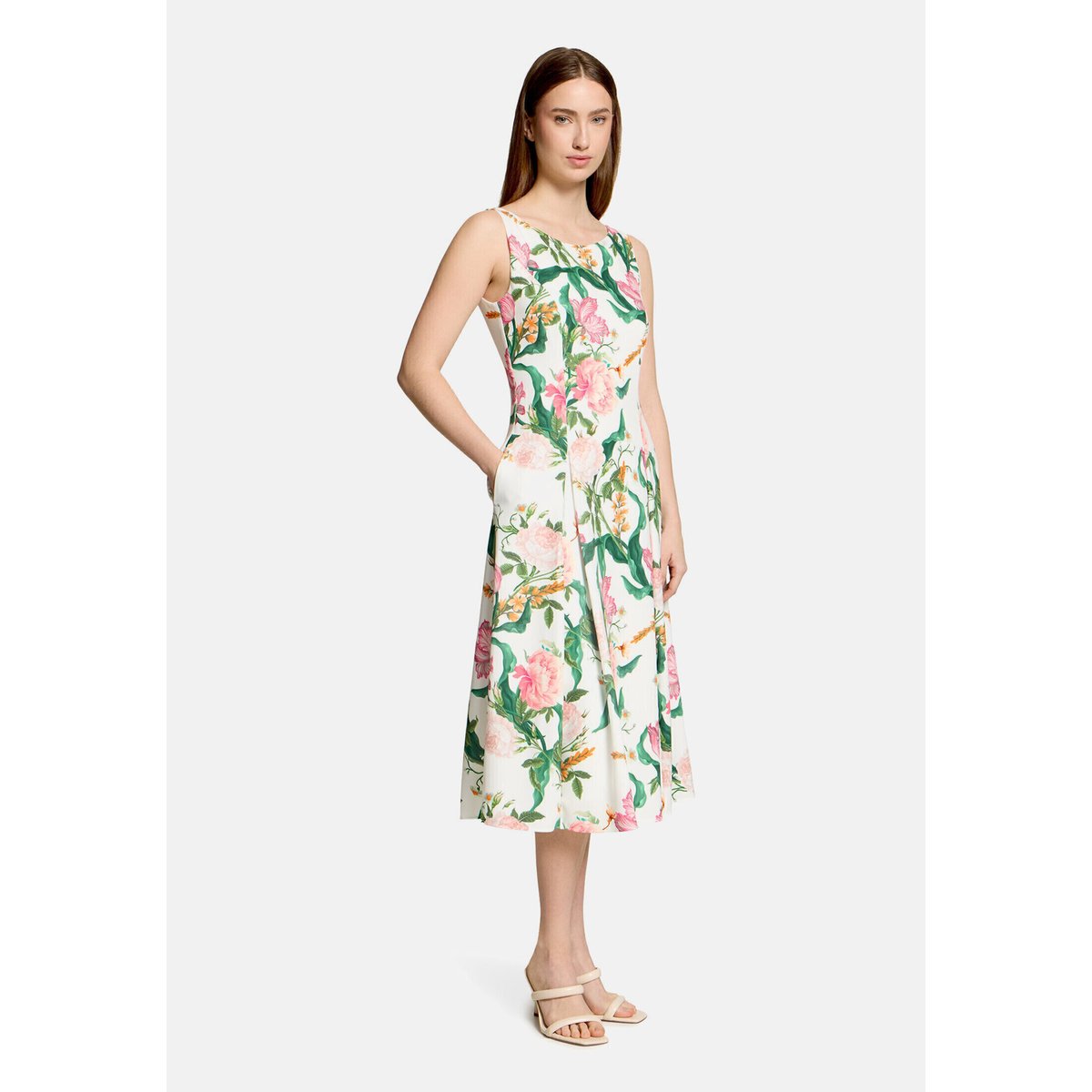 Robe à fleurs à plis creux cream/rosé, VERA MONT