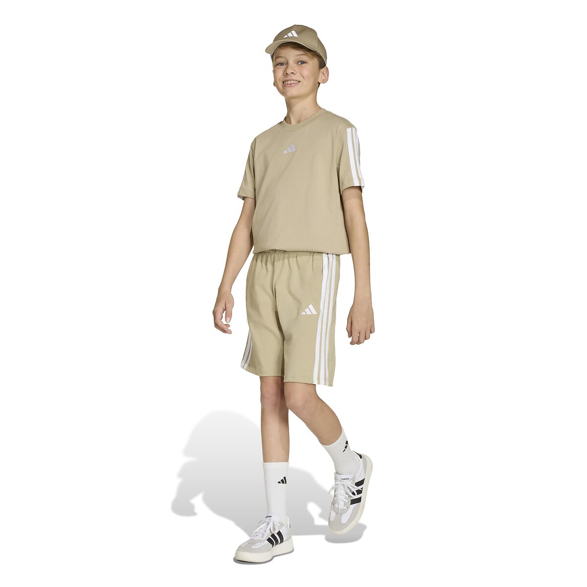 T-shirt a maniche corte a 3 bande ESSENTIALS beige, ADIDAS SPORTSWEAR