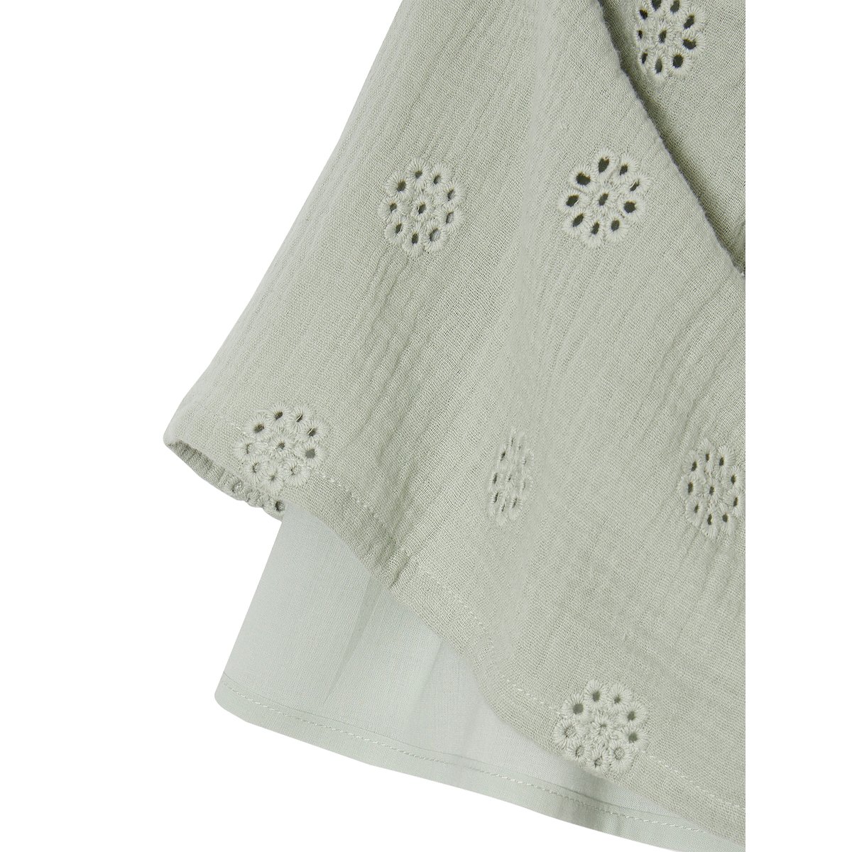 Jupe en broderie anglaise gaze de coton vert sauge, VERTBAUDET