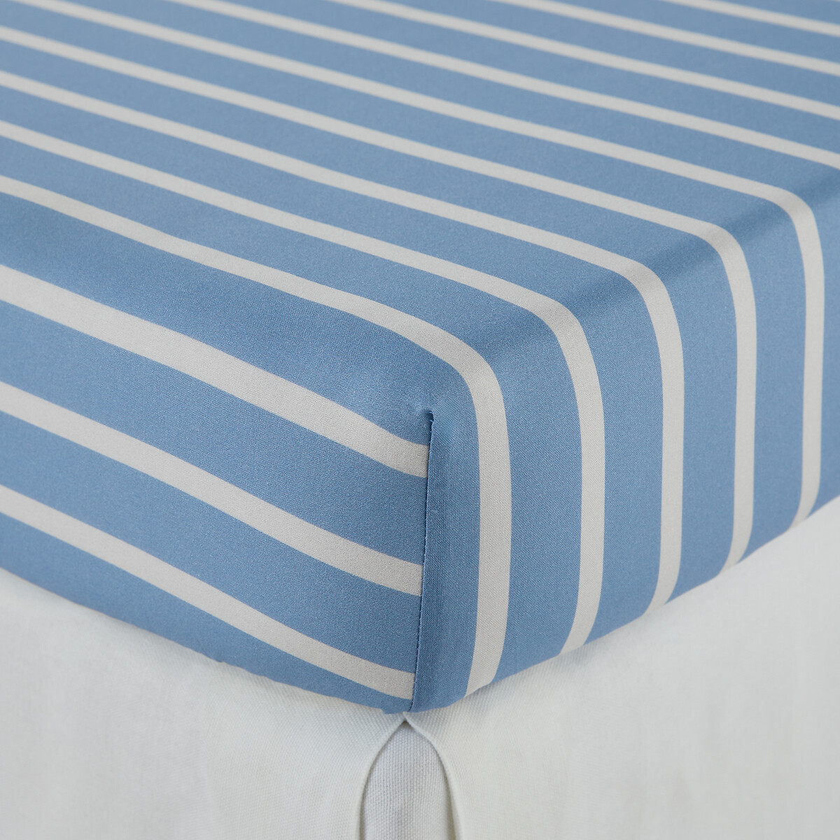 Spannbettlaken Kind 30 % recycelte Baumwolle, Neilo ecru/blau                       , LA REDOUTE INTERIEURS