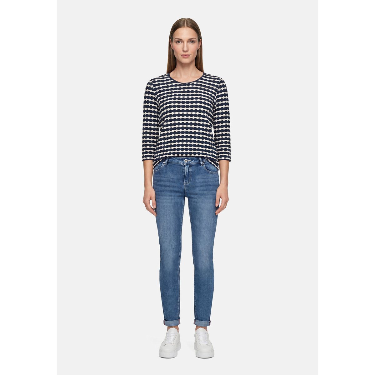 T-shirt basique à encolure ronde bleu/blanc, BETTY BARCLAY