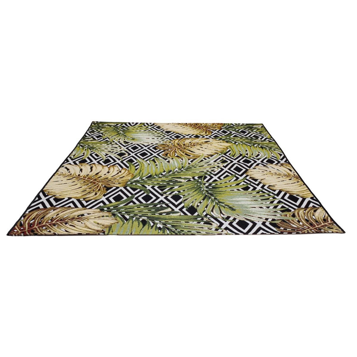 Tapis d'extérieur tissé à plat à l'aspect exotique - AURORA noir, GINO FALCONE