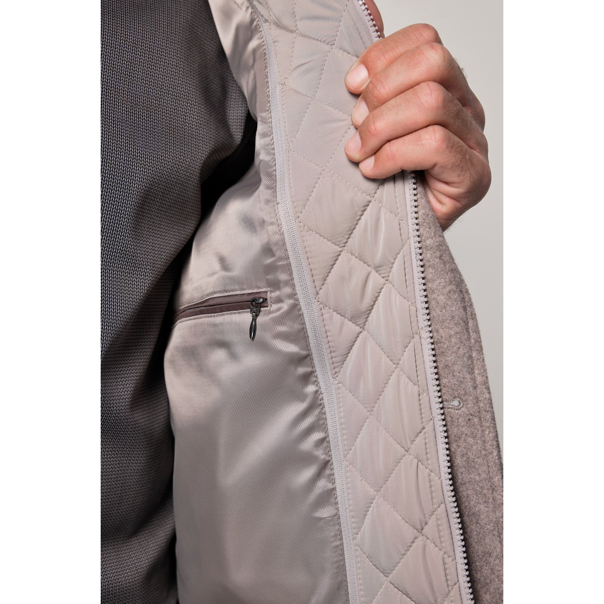 Manteau en laine mélangée beige, JP1880