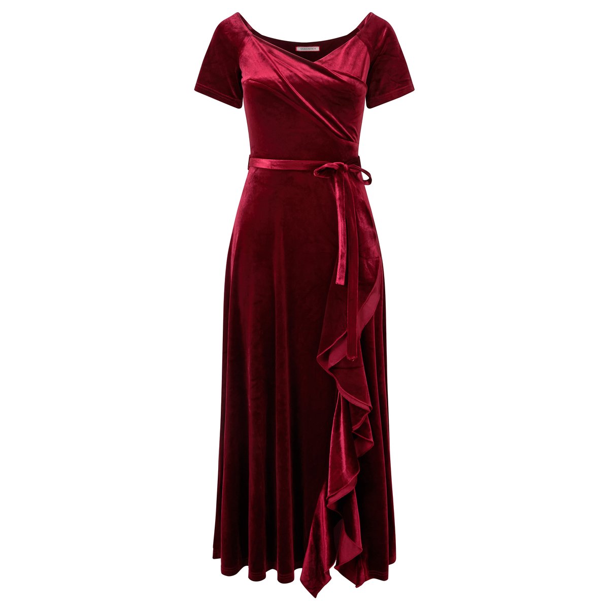 Robe à Volants de Fête Parfaite en Velours rouge, JOE BROWNS