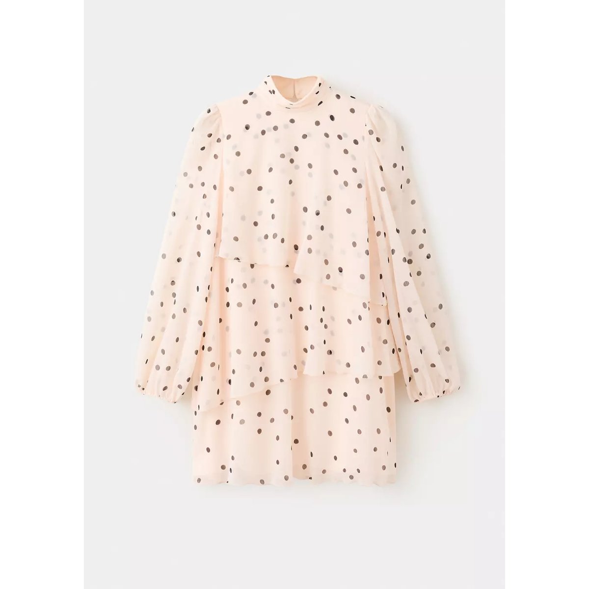 Robe à pois manches bouffantes écru, MANGO
