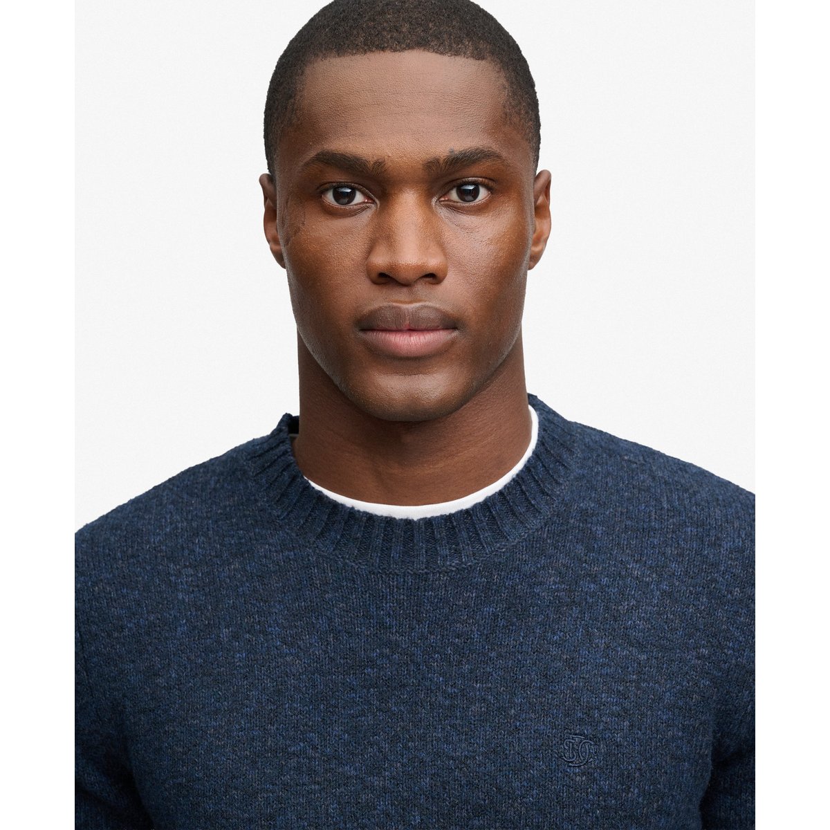 Pull à Manches Torsadées Brossé bleu marine foncé chiné, SUPERDRY