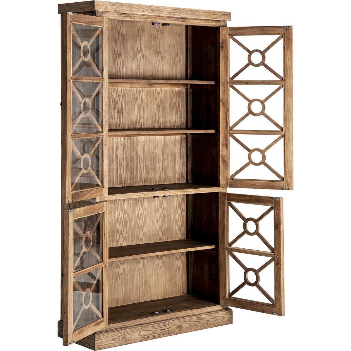 Vitrine contemporaine en bois avec finition marbrée marron bois d'orme marbré, RECOLLECTION