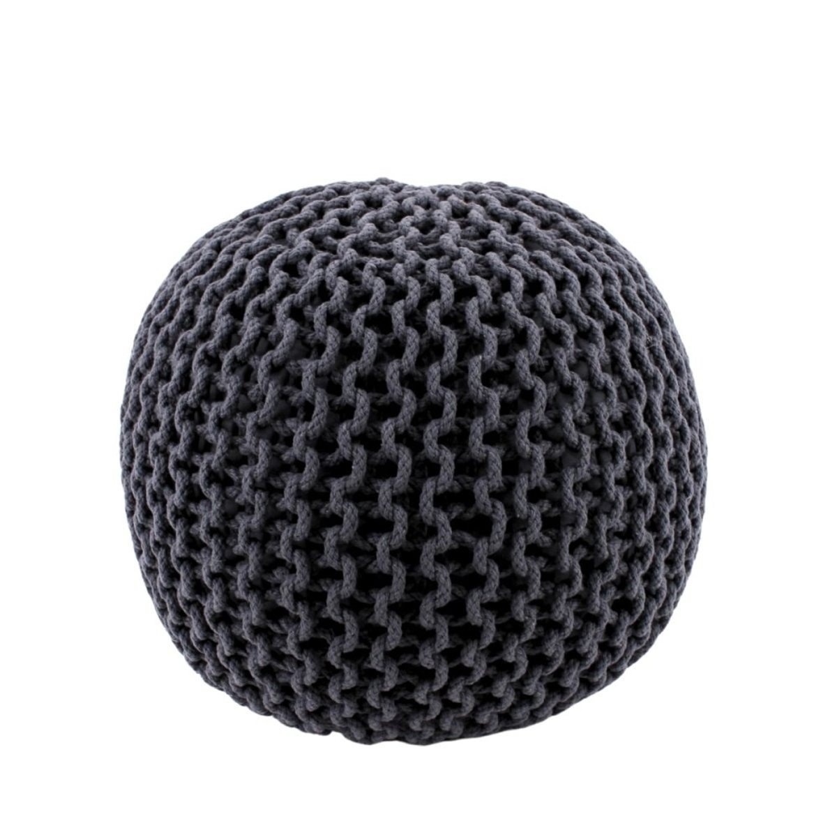 Pouf rond tricot 40x30cm gris, ORNAMI