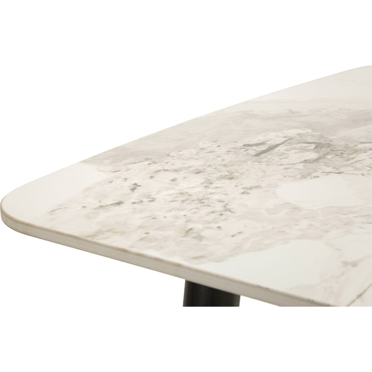 Table à manger céramique pieds en métal MODERN noir et blanc effet marbre, RECOLLECTION