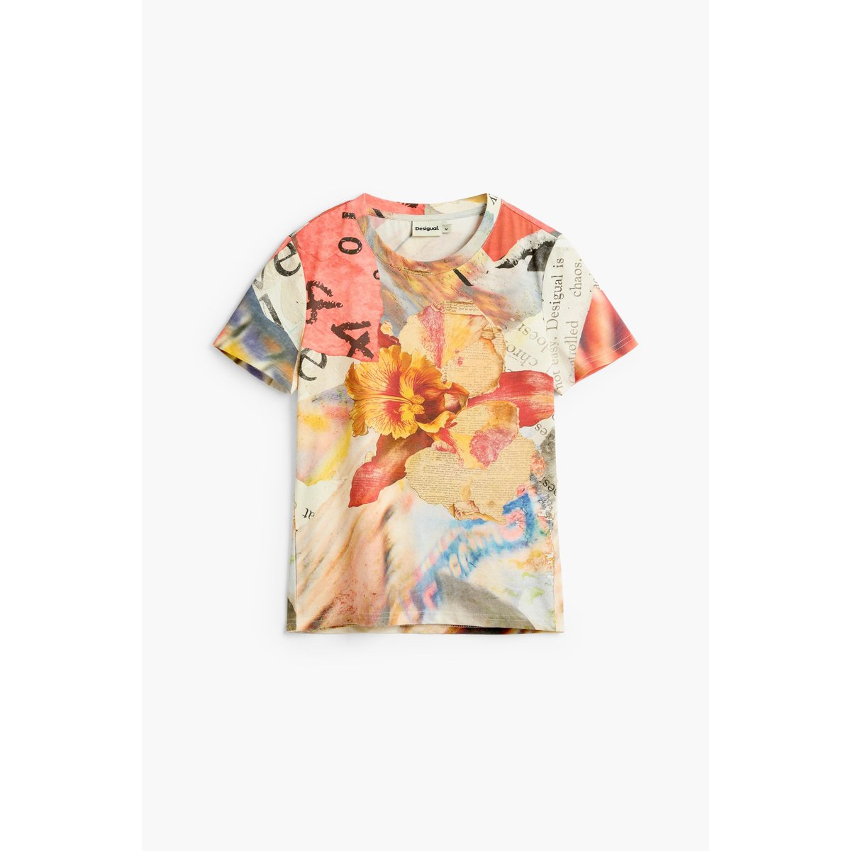 T-shirt imprimé à fleurs multicolore, DESIGUAL