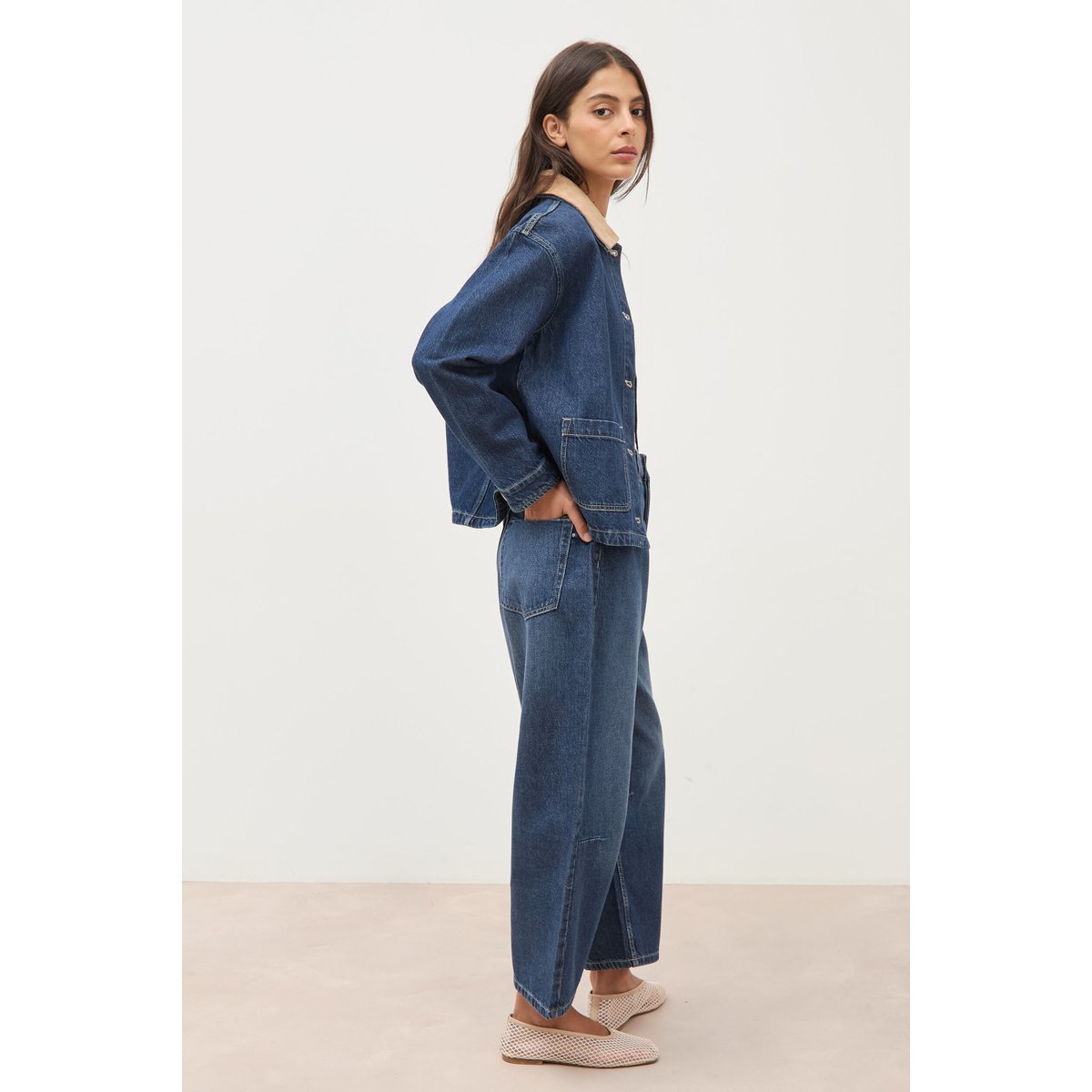 Veste en jeans manches longues denim brut clean, BONOBO