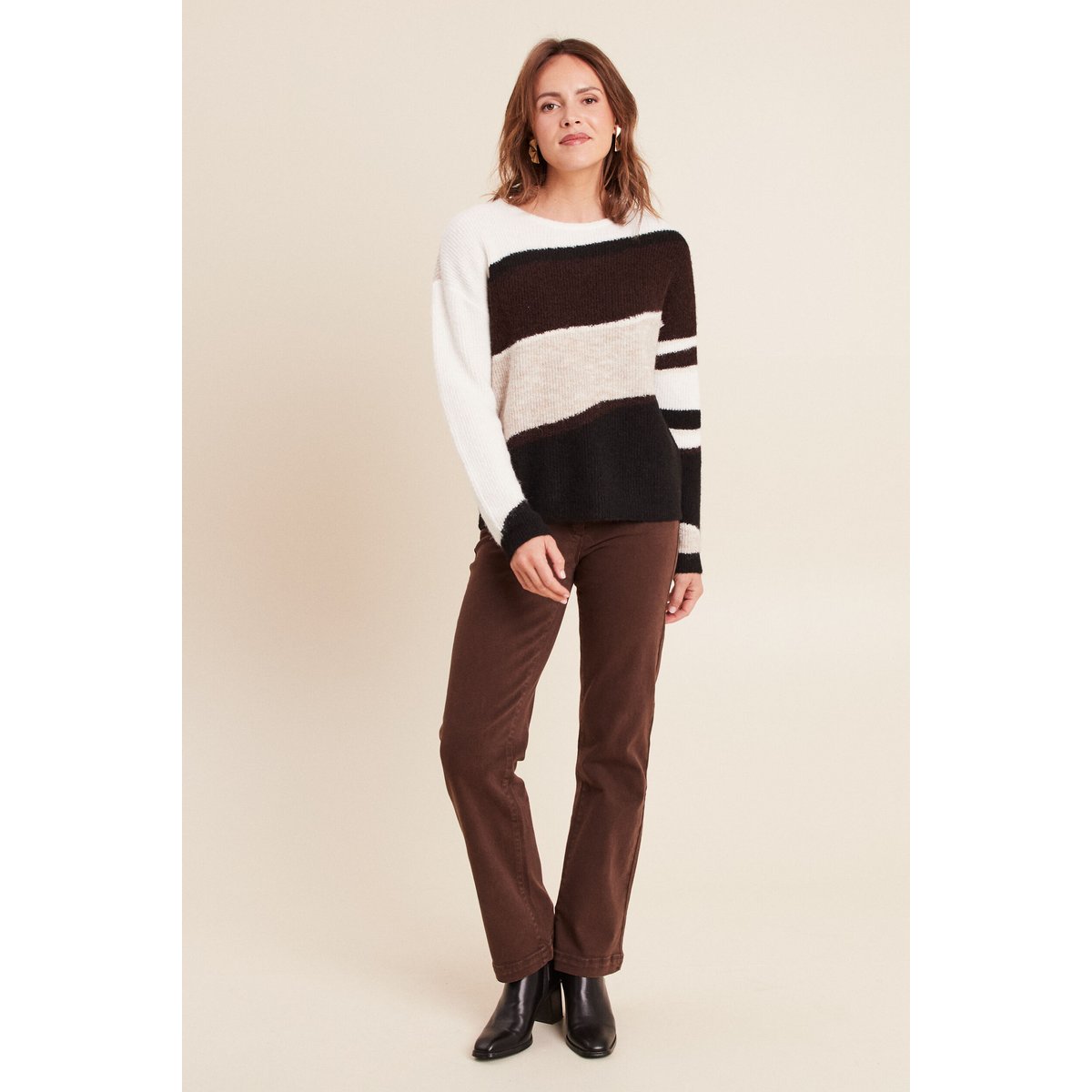 Jean taille haute marron foncé, BREAL