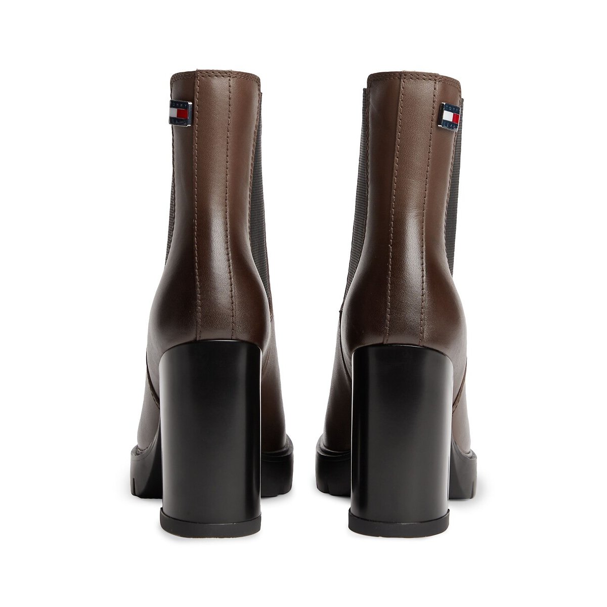 Bottines en cuir à hauts talons marron, TOMMY HILFIGER