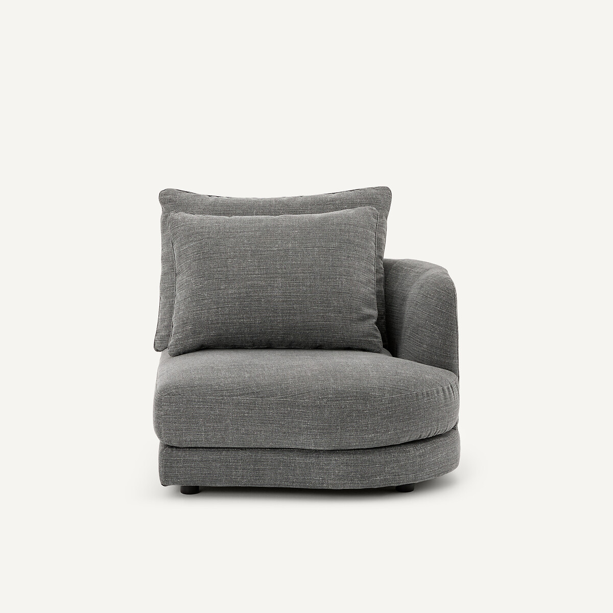 Demi-canapé droit, arrondi, modulable en coton et lin, TIBERIO anthracite, AM.PM