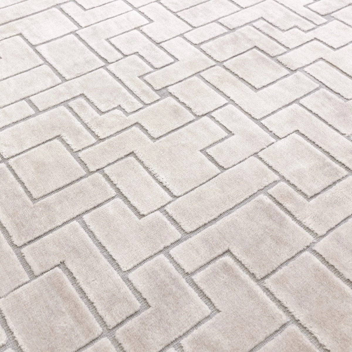 Tapis salon et chambre tissé main TETRIS argent, NOVATREND