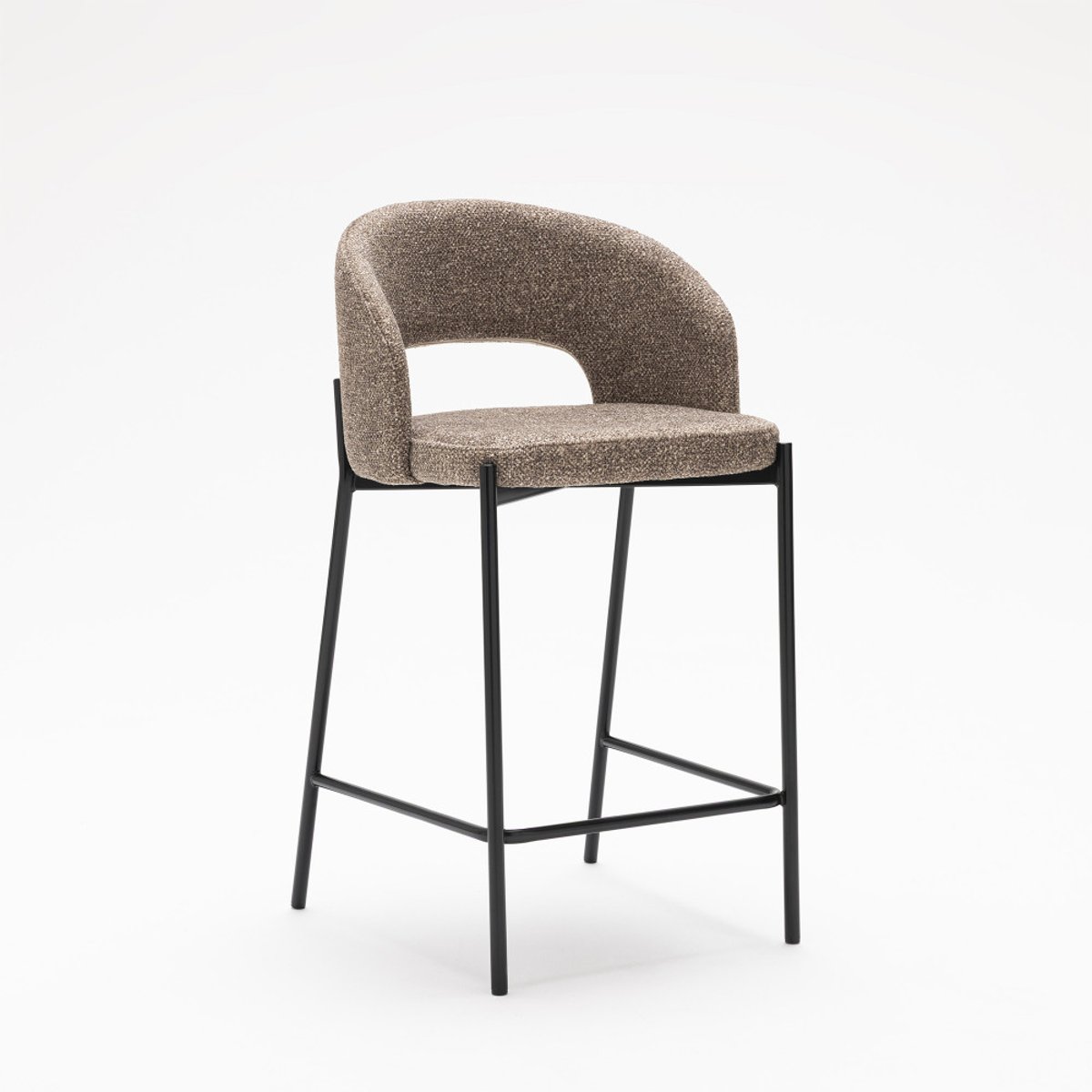 Lot de 2 chaises de bar en tissu et métal H65cm- SOREN marron chiné, DRAWER