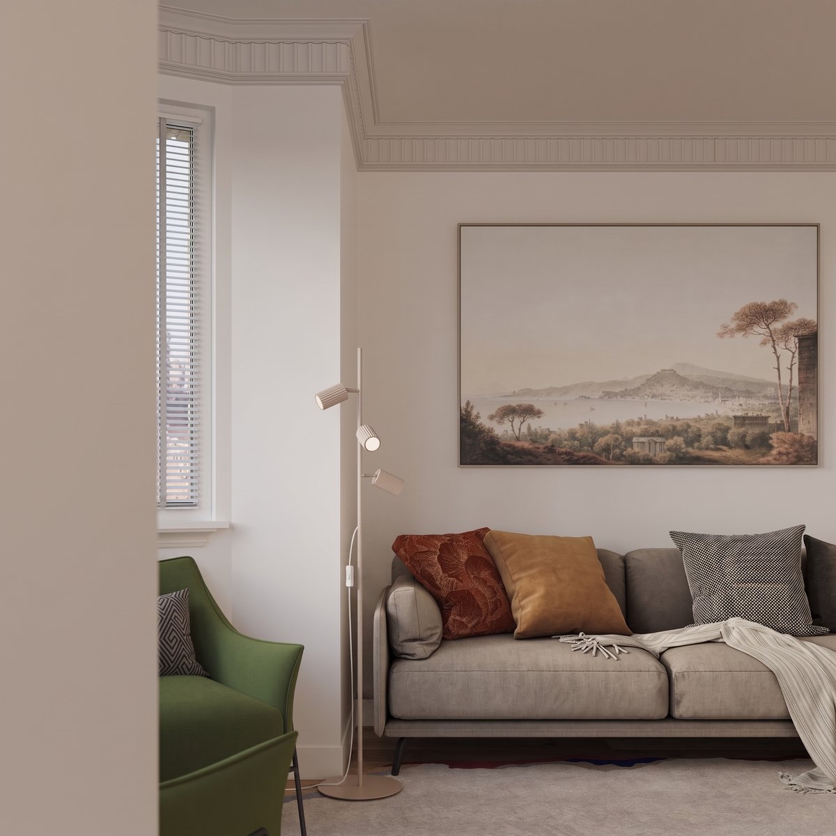 Lampadaire Aluminium Taupe GU10 3 KARBON taupe, EDEN
