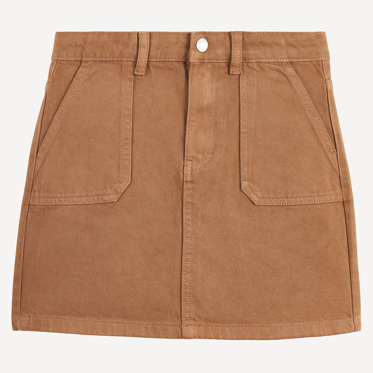 Korte rechte rok in keperstof kastanje, LA REDOUTE COLLECTIONS