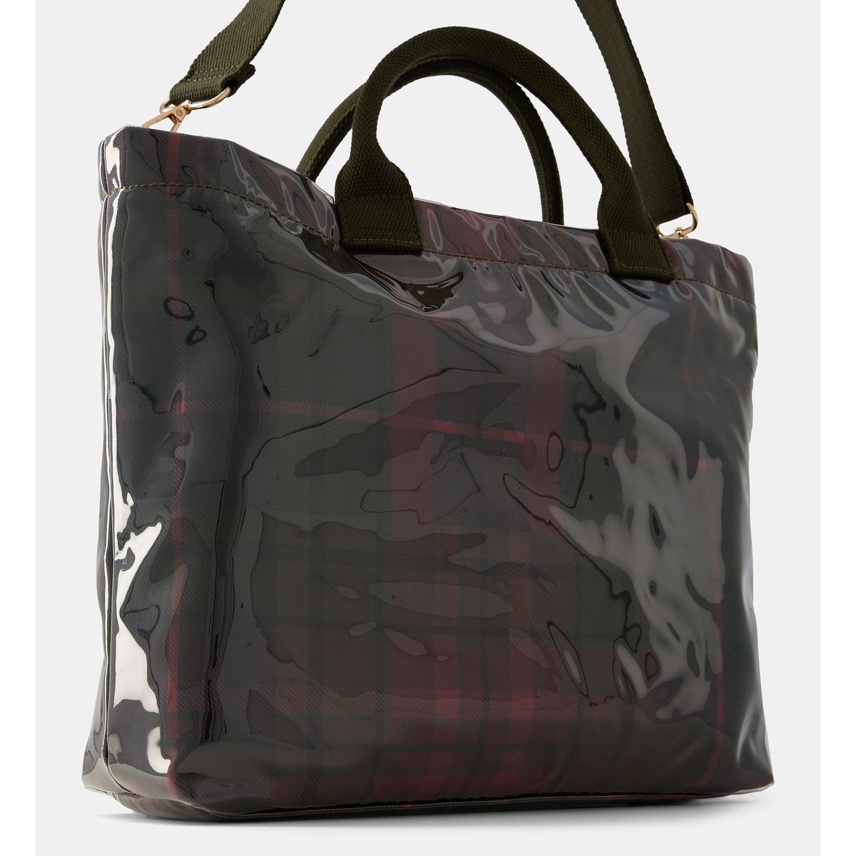 Sac cabas bianca check plastifié imprimé tartan kaki foncé, GALERIES LAFAYETTE