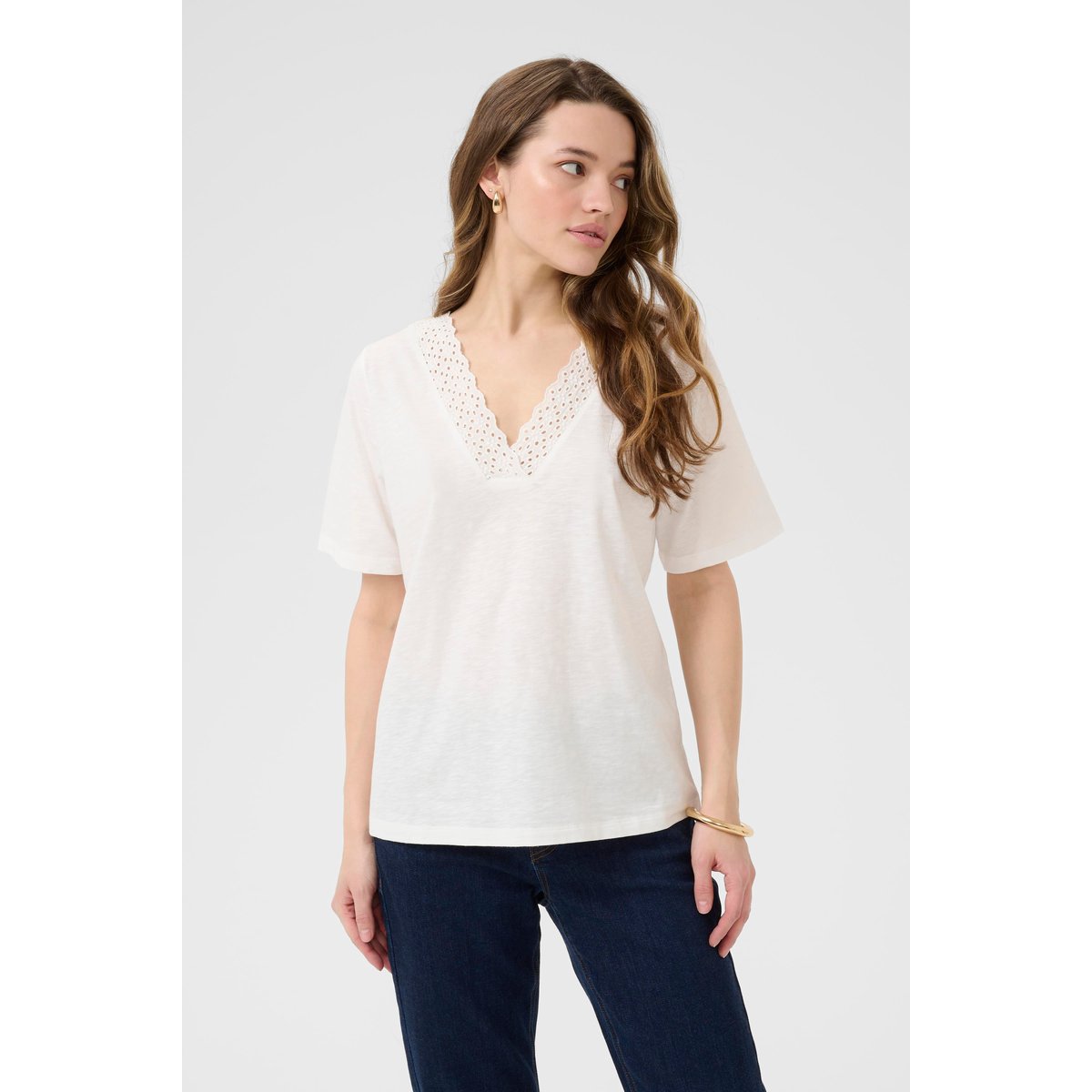 T-shirt blanc chalk, KAFFE