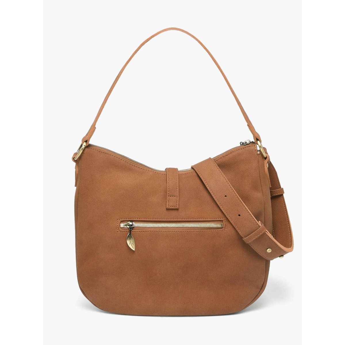 Sac porté épaule Verveine polyurethane camel, WOOMEN