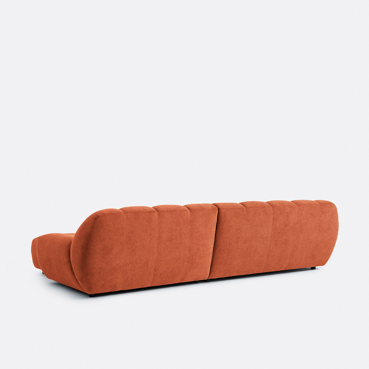 Canapé d'angle droit, 4 places, en tissu relief, NURIA terracotta, LA REDOUTE INTERIEURS