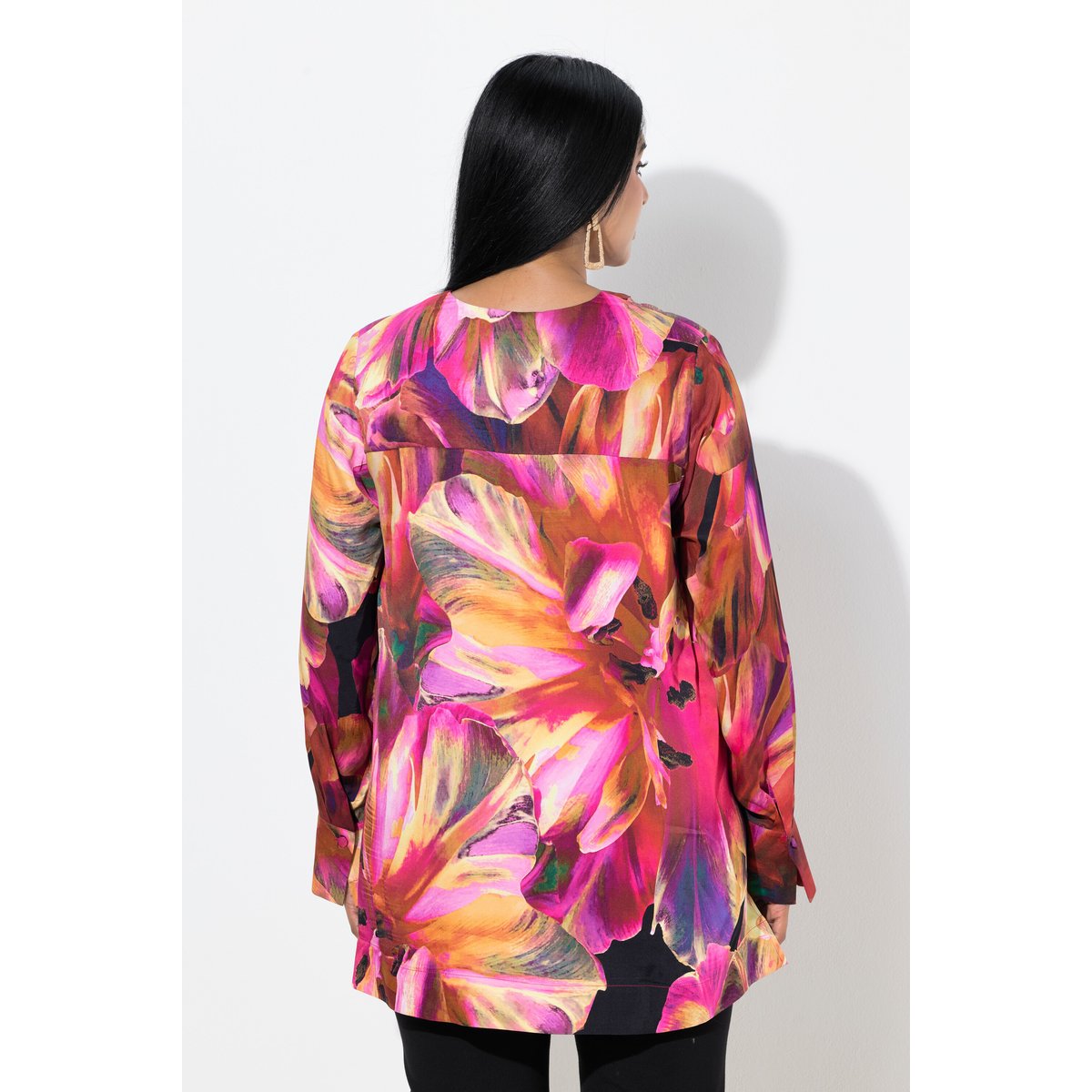 Blouse à fleurs en satin baie, ULLA POPKEN