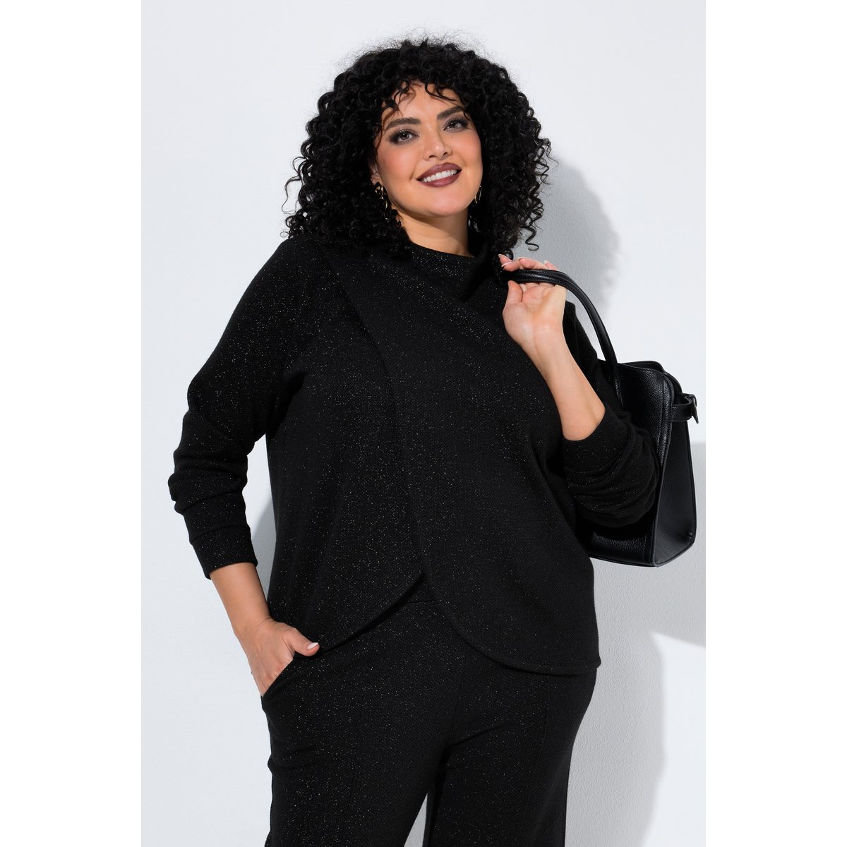 Sweat-shirt col montant et manches longues noir, ULLA POPKEN