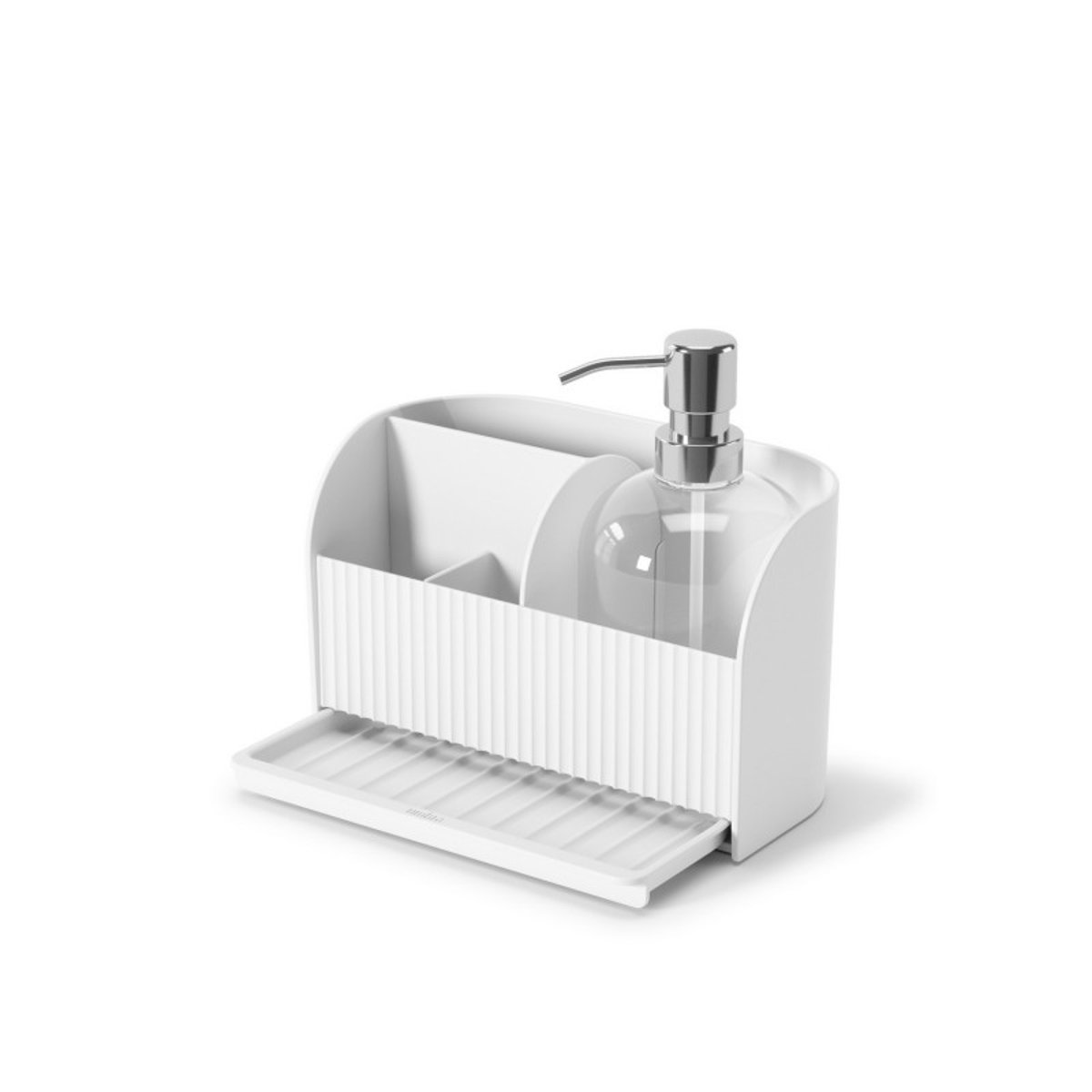 Porte éponge cuisine pompe à savon SLING blanc, UMBRA