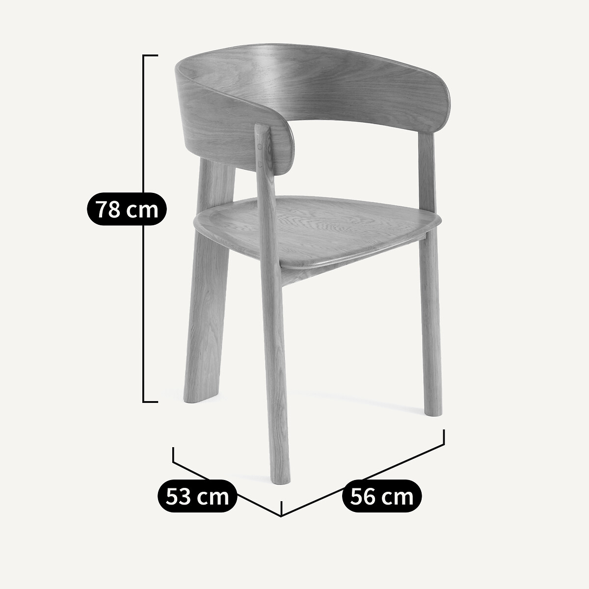 Tischsessel, 3 Beine, aus massiver Eiche, Marais, Design Emmanuel Gallina eiche, EMMANUEL GALLINA X AM.PM