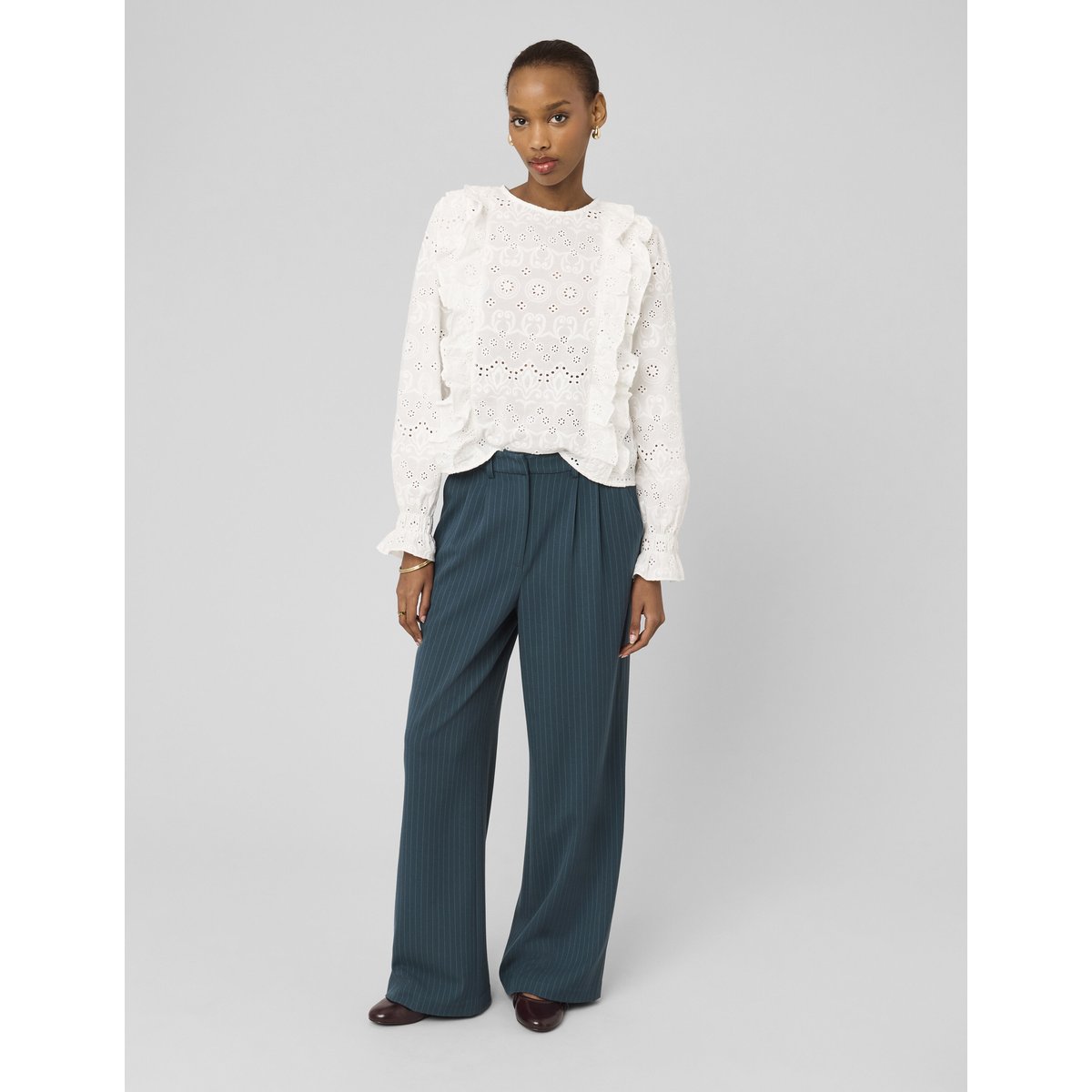 Pantalon tailleur en polyester recyclé vert, BZB