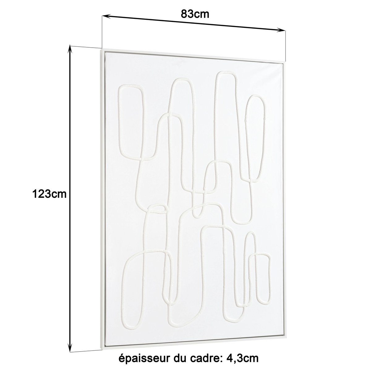 Tableau blanc lignes abstraites peinture au sable 83 x 123 cm blanc - lignes, PIER IMPORT