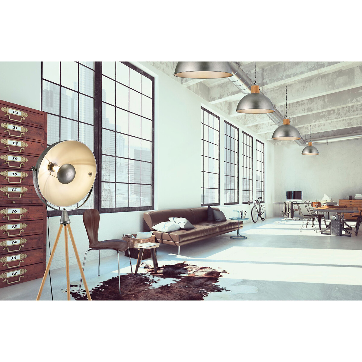 Candeeiro de teto Dehli, TRIO Lighting cinzento, TRIO LIGHTING