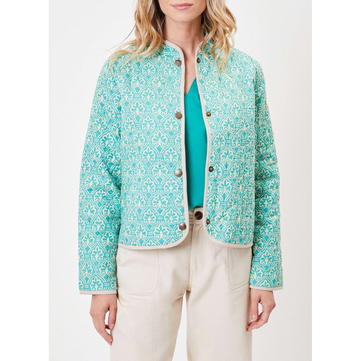 Veste matelassée doublée coton bio ANETO bleu ciel tilack, LA FIANCÉE