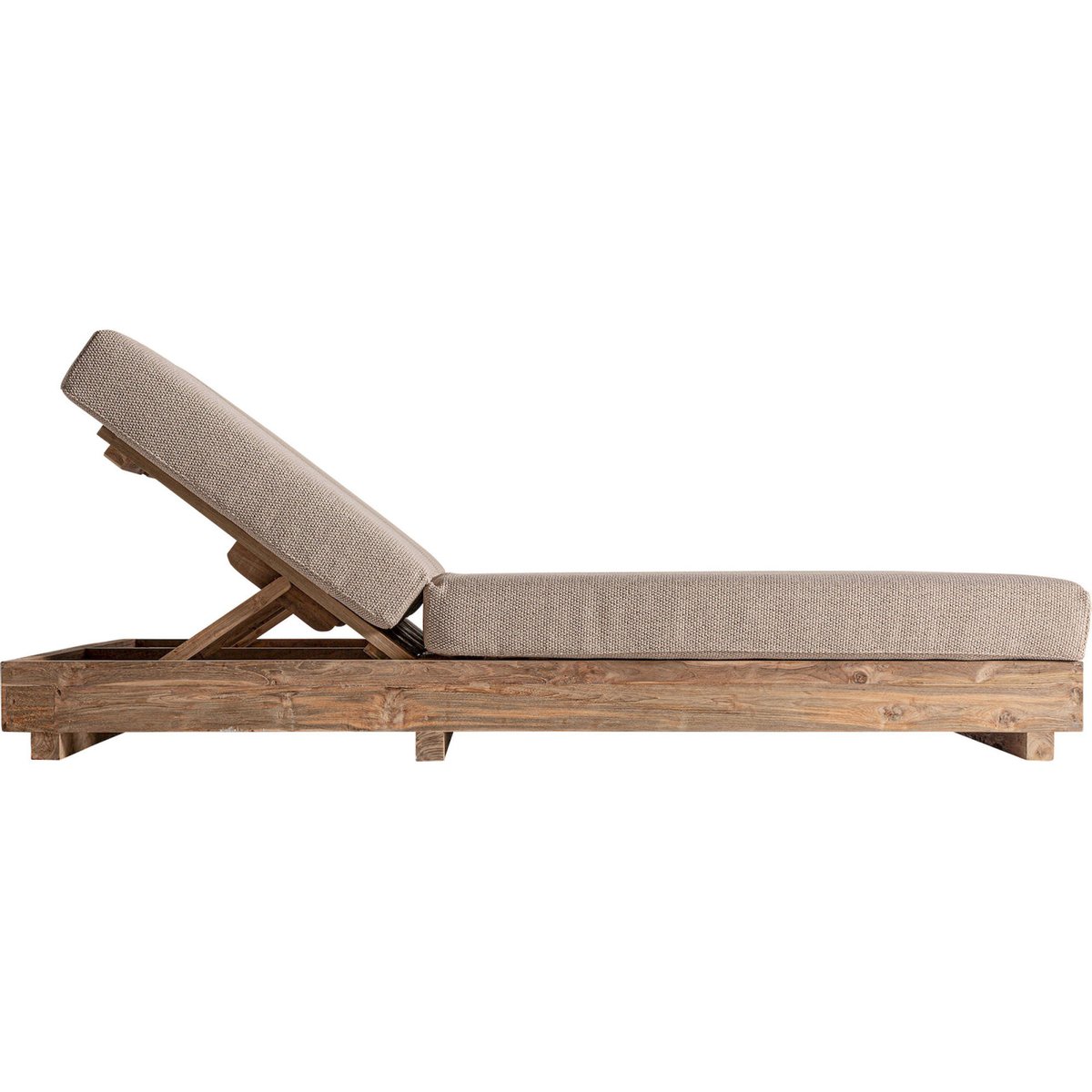Bain de soleil double S.PURE en teck beige et marron naturel, RECOLLECTION
