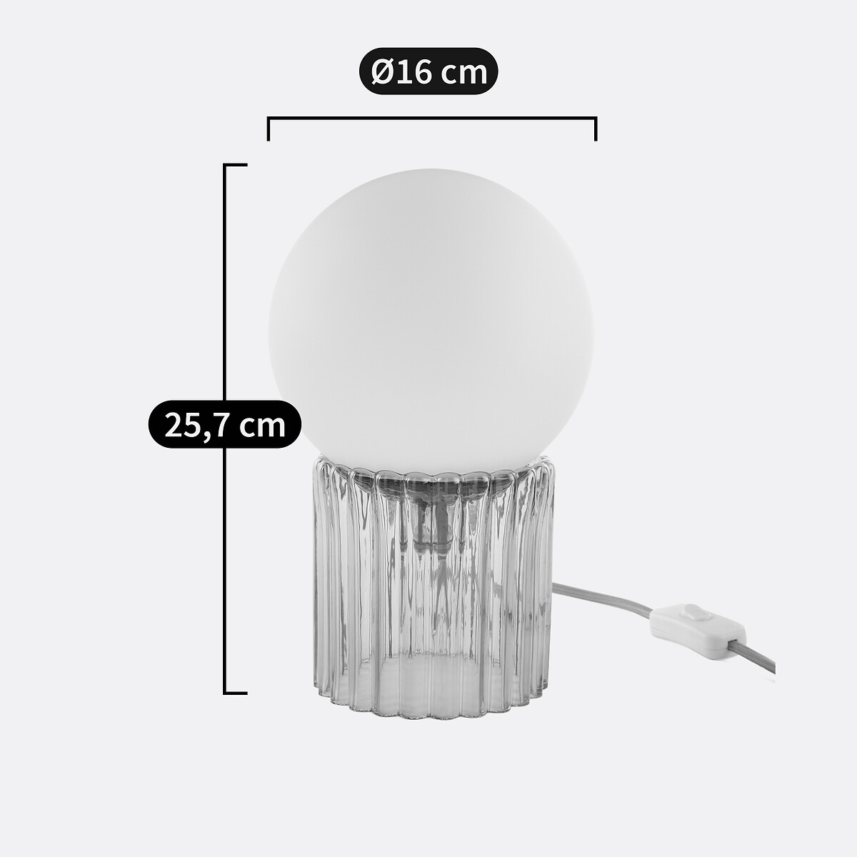 Tischlampe Dima, farbiges Rillen- und Opalglas blau, LA REDOUTE INTERIEURS