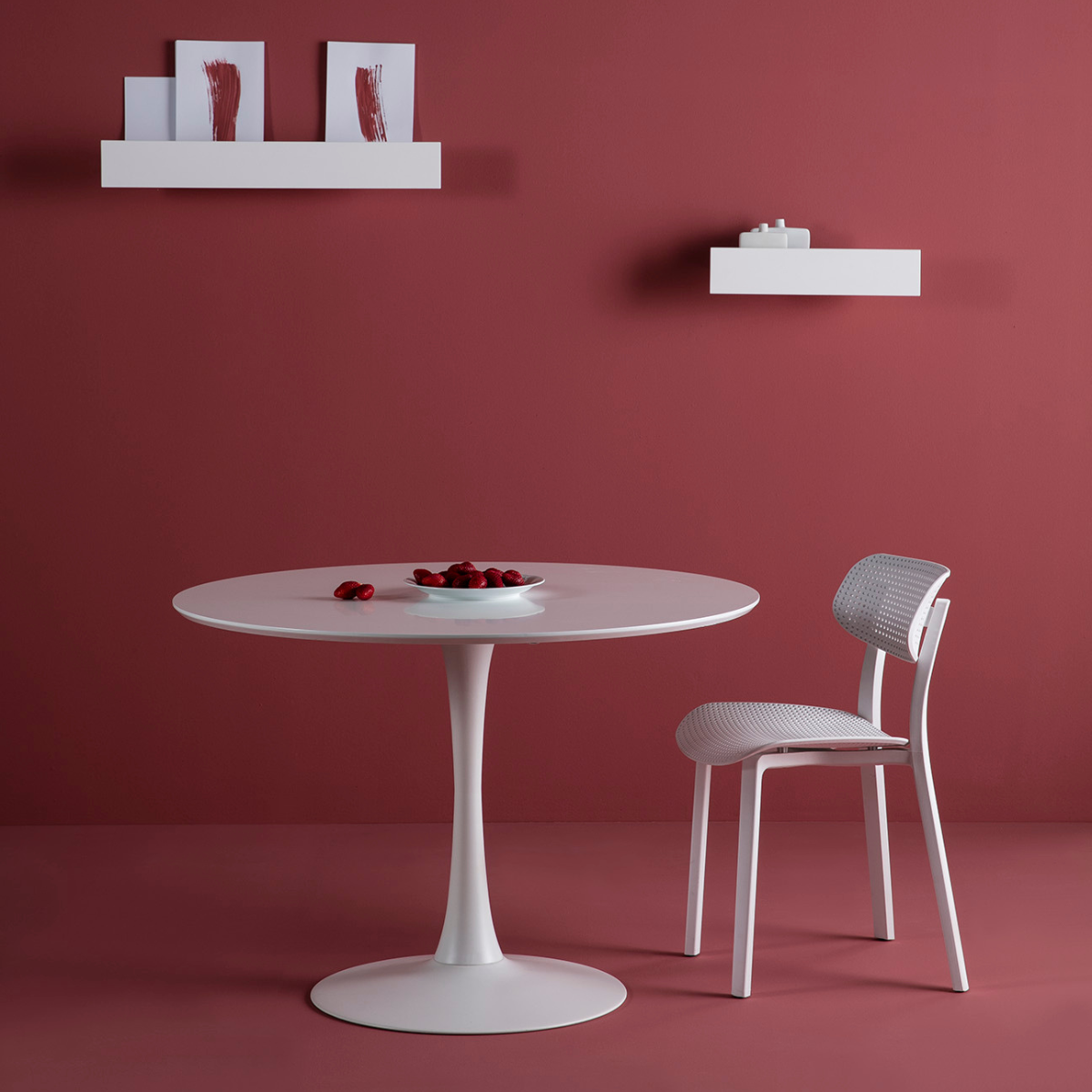 Table ronde pied métal diamètre 110 cm - ODA blanc, CALICOSY