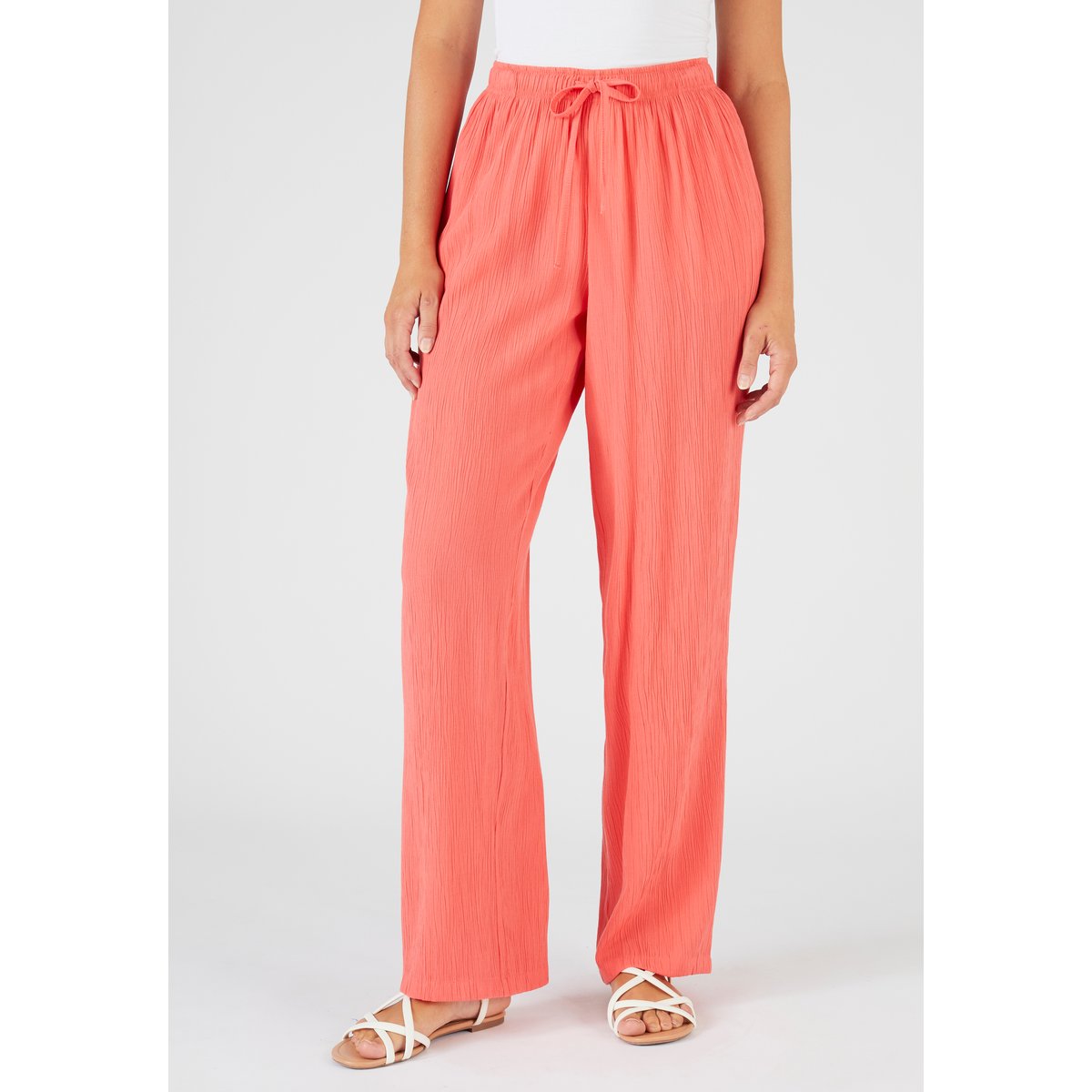 Pantalon crépon rose corail, DAMART