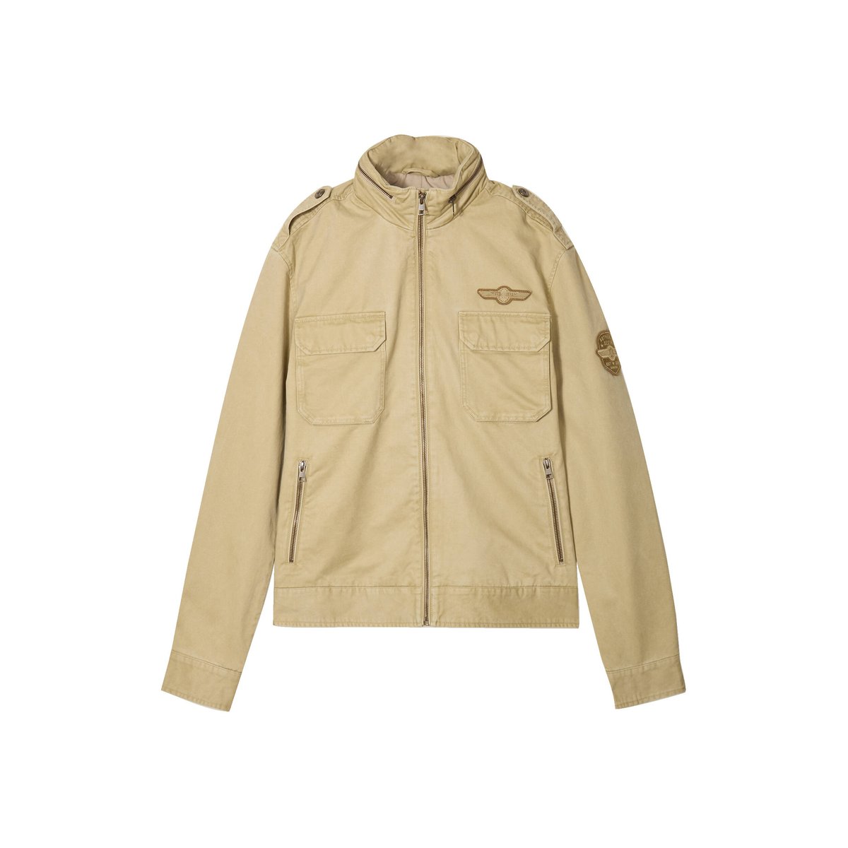 Blouson style biker zippé beige, BONOBO