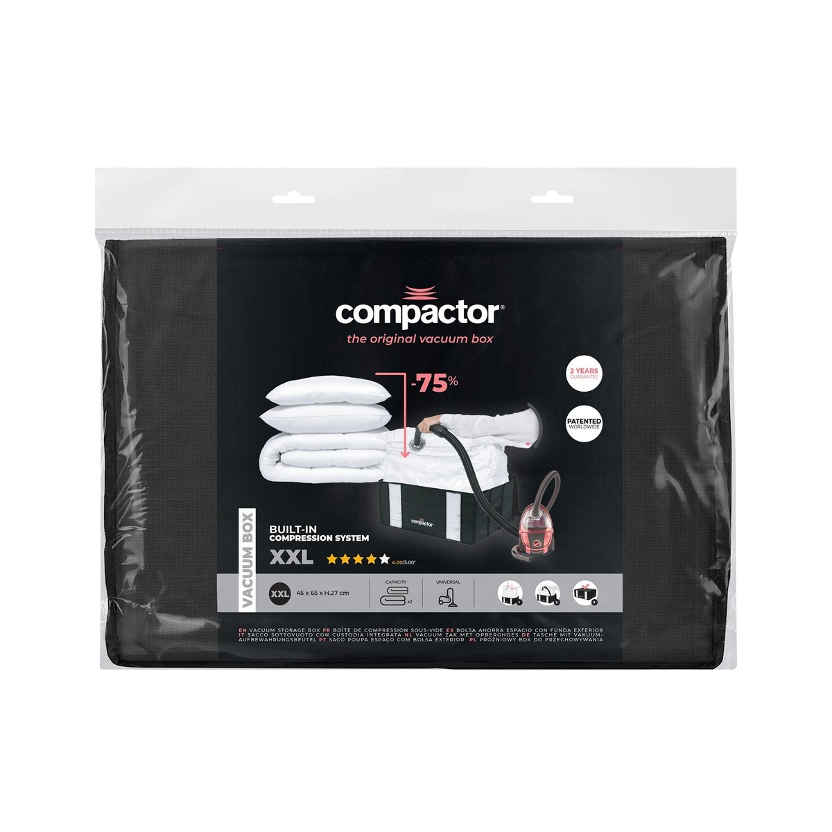 COMPACTOR - Housse de rangement sous vide XXL - 65 x 45 x H.27 cm - Bleu noir, COMPACTOR
