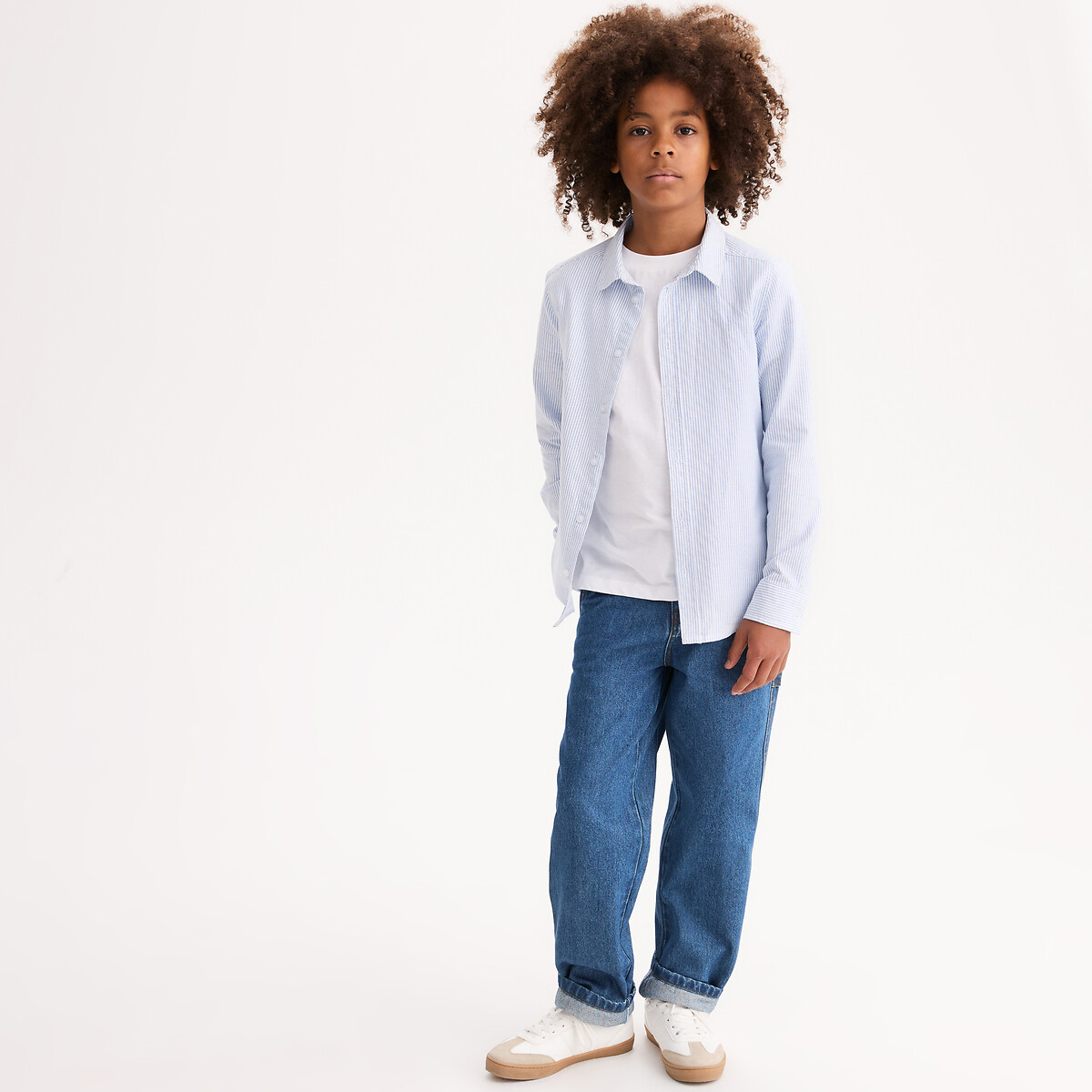 Camicia a righe con maniche lunghe rigato bianco blu, LA REDOUTE COLLECTIONS