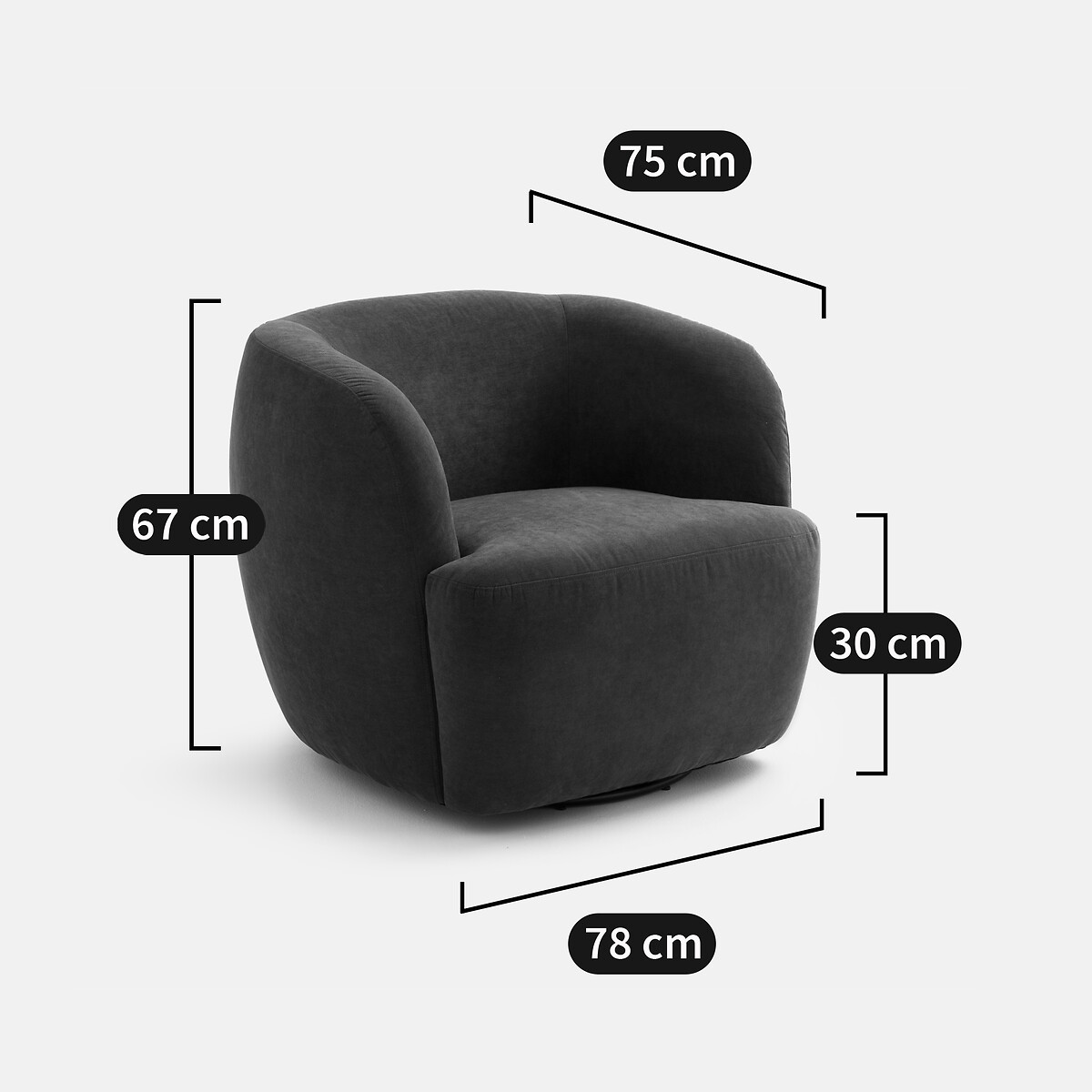 Sillón giratorio compacto, Linete verde, LA REDOUTE INTERIEURS